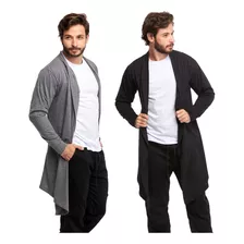 Kit 02 Cardigan Masculino Blusa De Frio Sobretudo Kimono