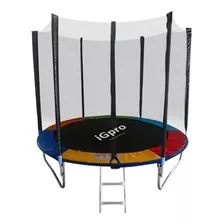 Cama Elástica Igpro Igceme-8ig Con Diámetro De 2.44 m, Color Del Cobertor De Resortes Amarillo/rojo/azul Y Lona Negra