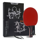 Paleta De Ping Pong Loki 6 Estrellas Pro Carbon Performance Color Negro/rojo Tipo De Mango Fl (cÃ³ncavo)