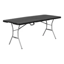 Mesa Rectangular Lifetime Tipo Portafolio Negra 1.83m Color Negro