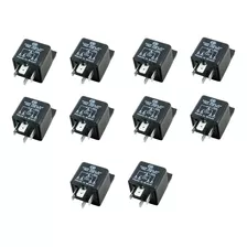 10 Reles Auxiliar Universal 12v 40a 4 Pinos Com Suporte 