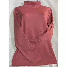 Blusa Térmica Afelpada/manga Larga, Cuello Alto B/n