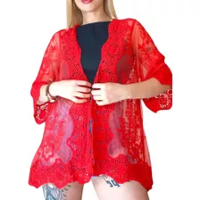 Kimono De Tul Importado, Corto, Mangas Al Codo (art.t50018)