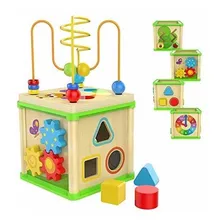 Juguetes Bebe Cubo De Actividad De Madera Top Bright Para Ni