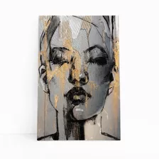 Mulher Dourada Desenho Artístico Quadro Canvas 140x90cm