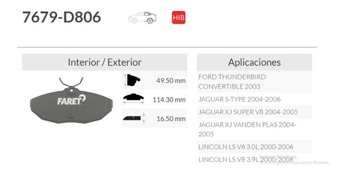Balata Trasera De Disco Lincoln Ls V6 3.0l 00-06 Foto 3