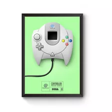Poster Moldurado Game Retrô Controle Dreamcast Quadro