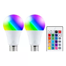 2 Foco Led Rgbw Con Control Remoto Multicolor 5w E27 Calido