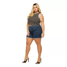 Short Feminino Jeans Plus Size Lycra Cintura Alta 46 Ao 54