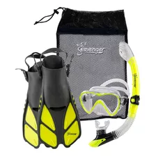 Seavenger Diving Dry Top Snorkel Set Con Aleta Trek, Máscara