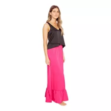 Falda Ana Satin Fucsia Jacinta Tienda