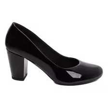 Sapato Feminino Scarpin Salto Alto Grosso Bico Redondo 7,5cm