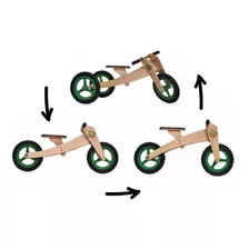 Kit Bicicleta / Triciclo 1 A 5 Anos Woodbike 3 Em 1 Verde
