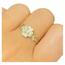 Ao 211 Anillo Flechas Hacia Flor Plata Y Oro 