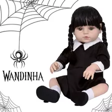 Boneca Corpo De Silicone Menina Série Wandinha Addams Linda Cegonha Reborn Dolls