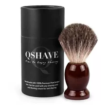 Pincel Qshave Madeira Texugo