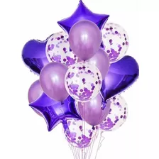 Kit Buque Balao Roxo / Lilas Tam 9 / Latex E Metalizado 14pç