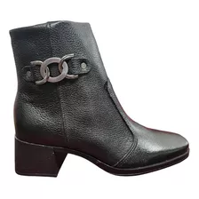 Bota Feminina Pegada Couro Salto Bloco Casual 282307