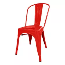Cadeira De Jantar Desillas Tolix, Estrutura De Cor Vermelho, 6 Unidades