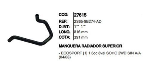 Manguera Radiador Superior Ford Ecosport 2.0 16v 13/18   Foto 7