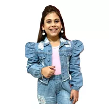 Jaqueta Jeans Infantil Destroyed Moda Blogueirinha Mini Diva