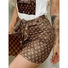 Shorts Saia Griffes Femininas Blogueira Gringa Premium