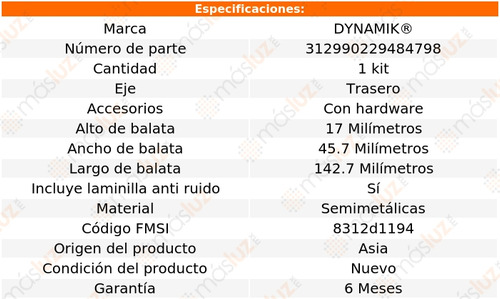 Balatas Semimetalicas Tra Cadillac Escalade Ext V8 6.0l 07 Foto 3