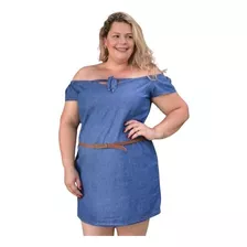 Vestido Jeans Manga Longa Plus Size