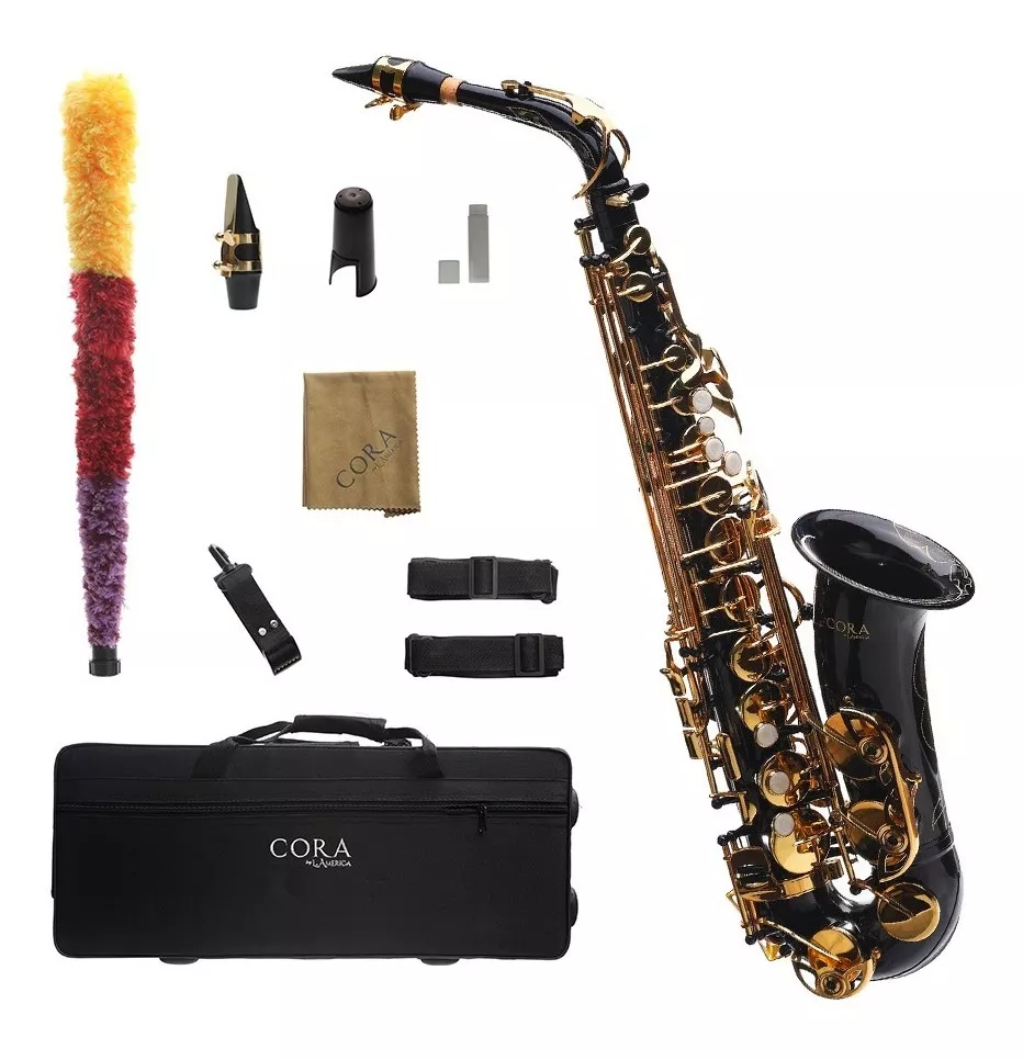 Saxofón Alto Negro/dorado Cora By L. America + Accesorios