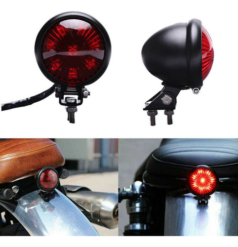 Stop Luz Trasera De Freno Porta Placa Led Moto Cafe Racer Foto 2