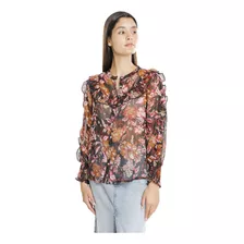 Blusa Manga Larga Flores C&a De Mujer