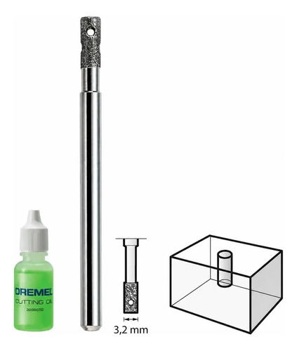Mecha Copa Diamantada Vidrio Dremel 662 3mm Minitorno Broca Dgm
