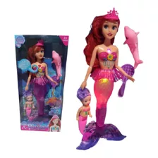 Boneca Sereia Tipo Ariel Com Musica Luz Na Calda Barata