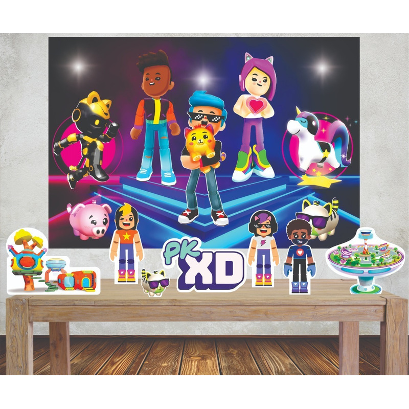 Kit Festa Roblox 1 Painel Poli Banner + Displays Adesivo