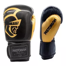 Luva Boxe Thai Pretorian Elite Black Line Gold Ouro + Bolsa