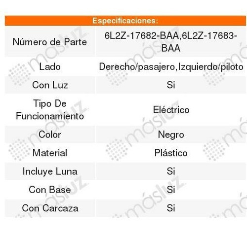 Par De Espejos Electricos Ford Explorer 2006 2007 2008 2009 Foto 3