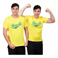 Kit 2 Camisetas Dry-fit Do Brasil Para Torcer Copa Do Mundo