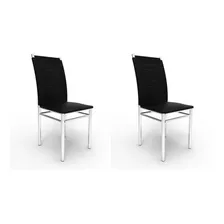 Kit 2 Cadeiras Tókio Aço Cromado/preto