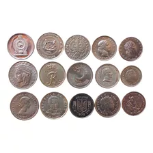 Ltm19= 15 Moedas Antigas Estrangeiras Pequenas Brancas