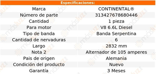 Banda 2832 Mm Acc Silverado 2500 Hd V8 6.6l 01 Continental Foto 3