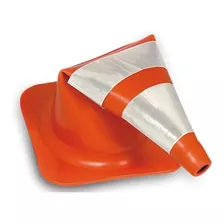 Cone Flexível 700 Mm Com Faixa Refletiva Laranja E Branco