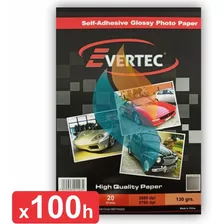 Papel Glossy Evertec Autoadhesivo Para Inkjet A4 130g 100 H