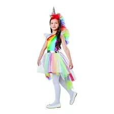 Disfraz De Seasons Rainbow Unicorn Dress Up, Mediano (8-10).