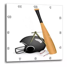 Bate De Béisbol Y Casco - Reloj De Pared, 10 Por 10 