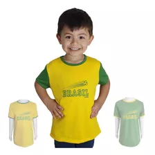 Camiseta Malha Brasil Infantil Copa Mundo Seleção Brasileira