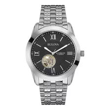 Relogio Bulova Masculino Esqueleto Automático Preto 96a158