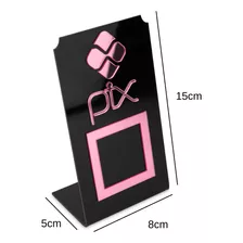 Placa Pix Qr Code Display Para Pagamentos Acrílico Preto Cor Preto E Rosa