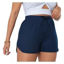 Short Feminino Canelado Curto Confortável Tendência Verão