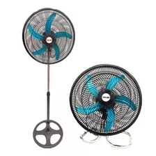 Ventilador De Mesa/de Pie Delhi Dl18 Turbo Negro Con 5 Palas Color Azul De Metal, 50 cm De Diámetro 220 v