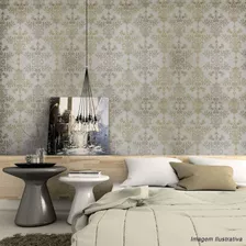 Papel De Parede Veluce Bege Dourado 46cmx17,75m Total 8.16m²